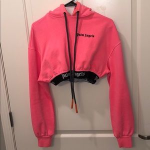 Palm Angels Pink Cropped Basic Hoodie